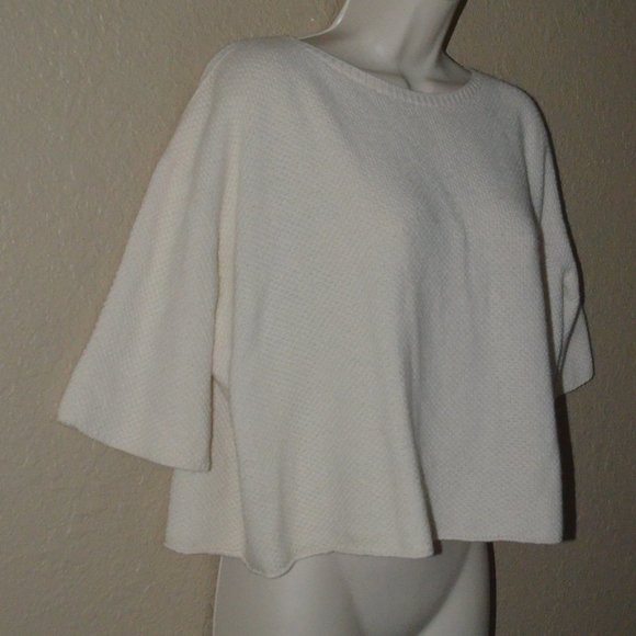 Sz XS Helmut Lang Ivory Cashmere Cropped Sweater - Picture 4 of 6